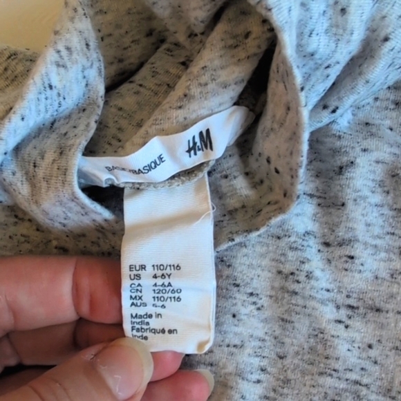 H&M basic gray heather cotton blend long sleeve turtleneck top 4-6 girls - Picture 4 of 5